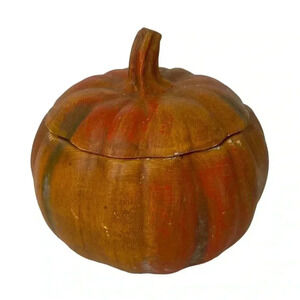 VTG RAGSHOP PUMPKIN SCENTED CANDLE CERAMIC PUMPKIN HALLOWEEN THANKSGIVING DECOR